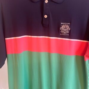 Men's Colorblock Polo Shirt - Navy, Coral & Teal Whistling Straits logo!